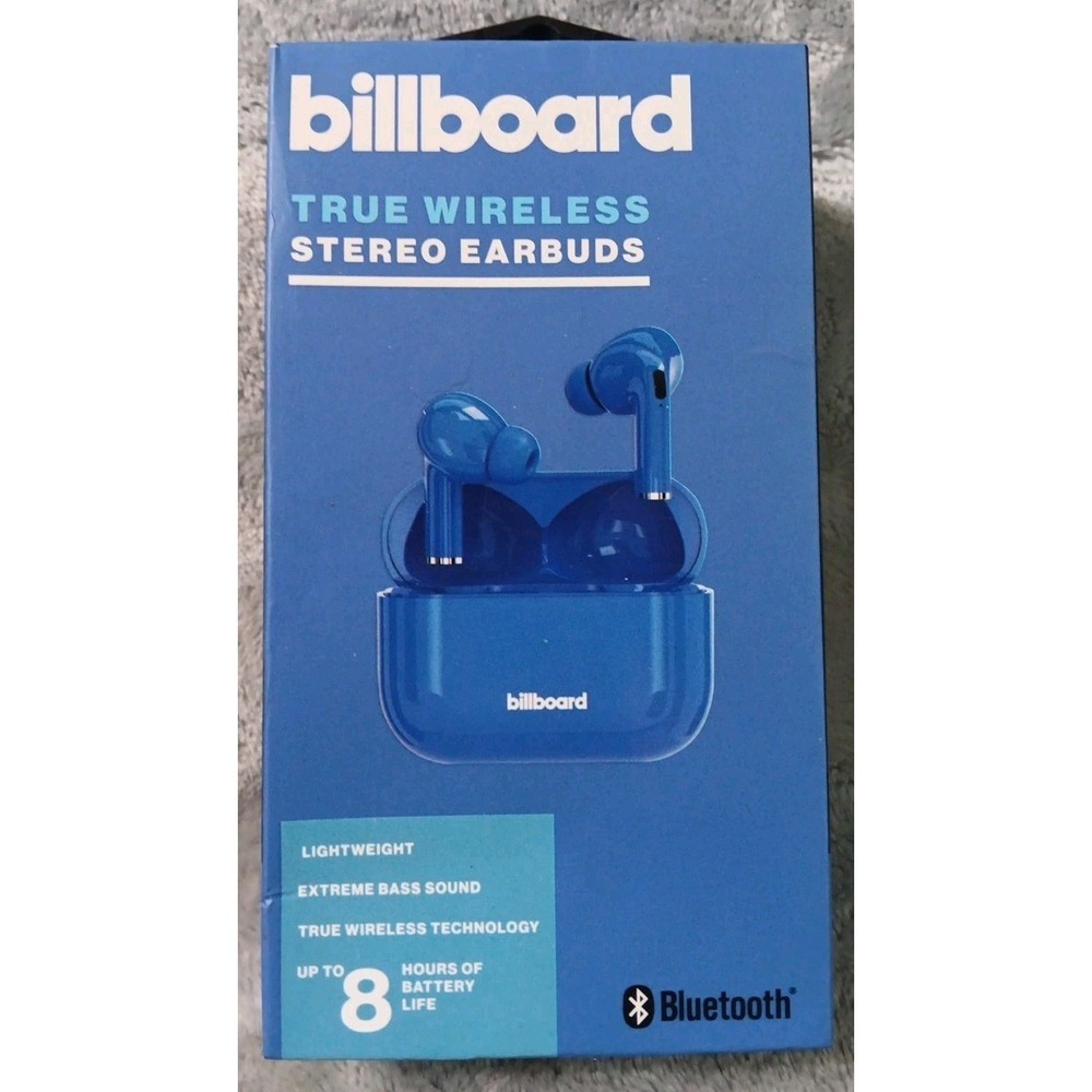 Billboard True Wireless Stereo Earbuds Blue Bluetooth Extreme Bass W Case‎